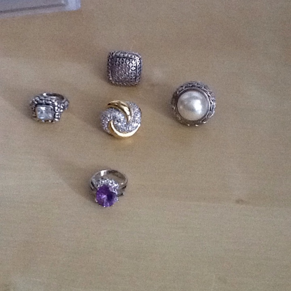 5pc heavy plated ring bundle lot sz 5